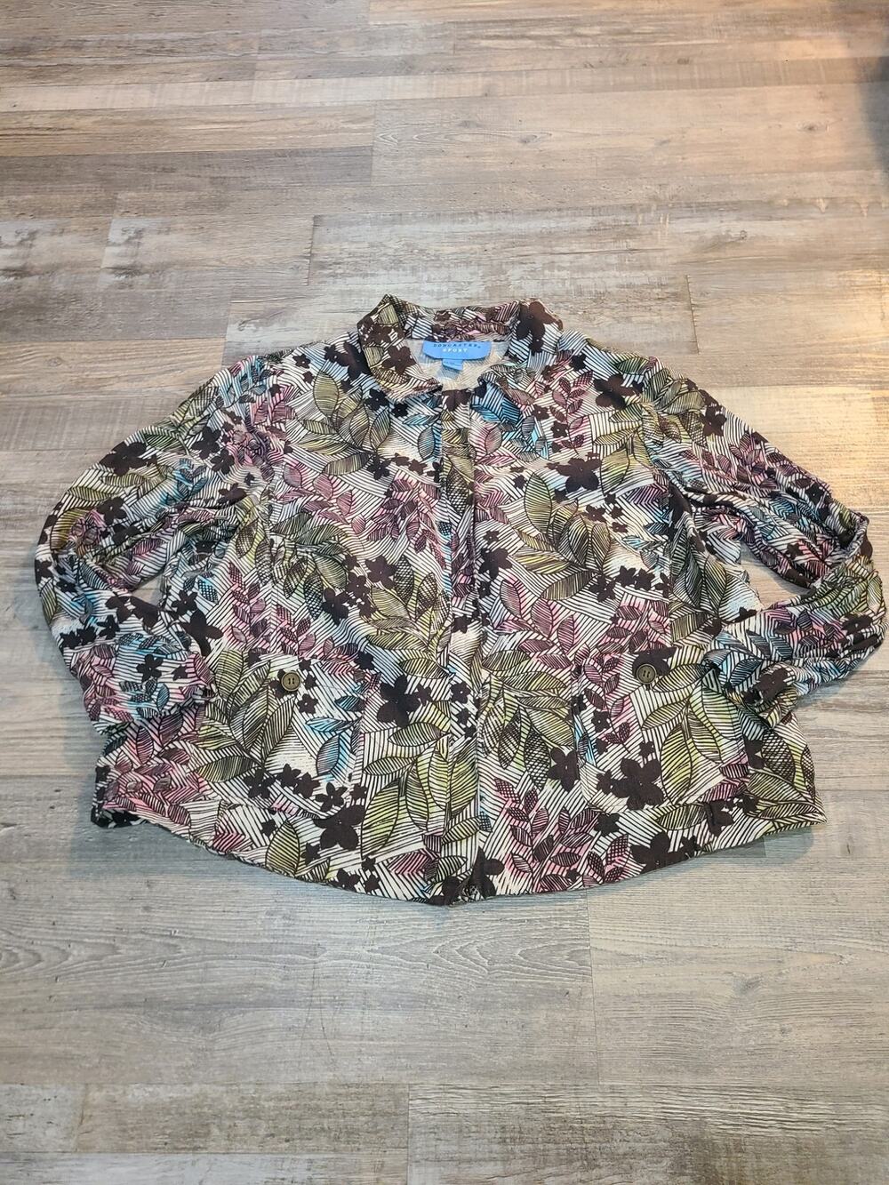 Doncaster sport 22w womens button down floral blouse